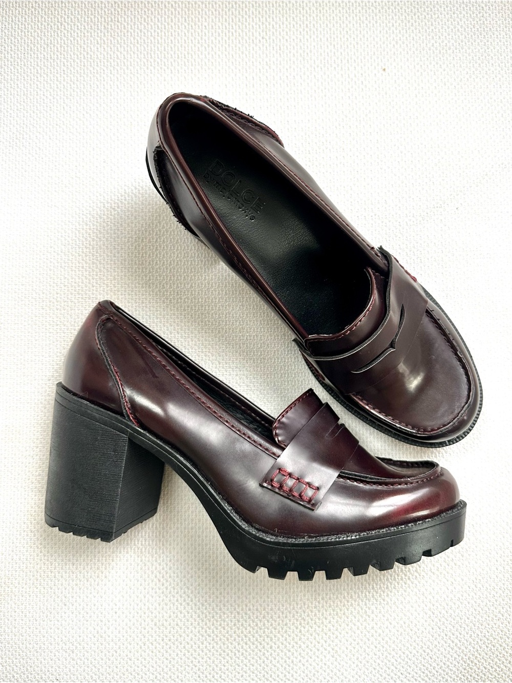 NEW Platform Penny Lug Loafers Dolce Mojo Moxy Oxblood Burgundy 8 Y2K Chunky
